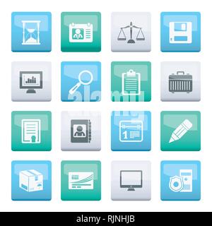 Business and office Icons over color background - vector icon set Stock Vector