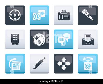 Business, office and internet icons over color background - vector icon set Stock Vector