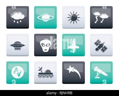 Astronautics and Space and universe Icons over color background - Vector Icon Set Stock Vector