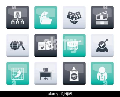 Business,  Management and office icons over color background - vector icon set Stock Vector