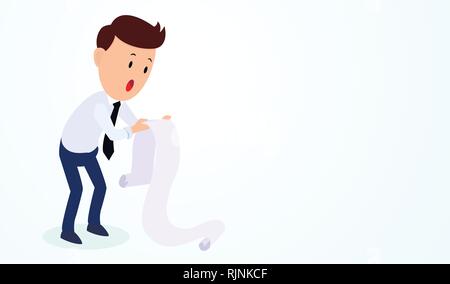 Businessman shocked hold debt letter, cartoon businessman for business concept - Flat Vector Illustration Stock Vector