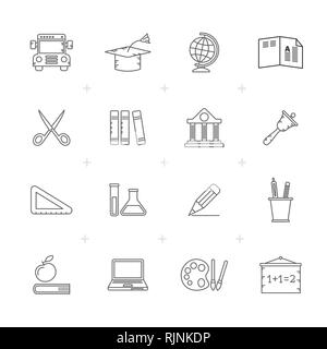 Line Education and school icons - vector icon set Stock Vector