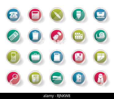 Simple Office tools Icons over colored background - vector icon set 3 Stock Vector