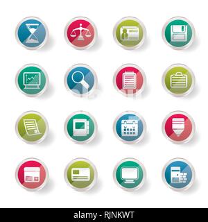 Business and office icons over colored background- Vector Icon Set ...