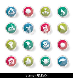 Ecology and Recycling icons over colored background - Vector Icon Set Stock Vector