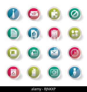 Stylized Simple Business and Office Icons over colored background - Vector Icon Set Stock Vector
