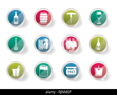 Wine and drink Icons over colored background  - Vector Icon Set Stock Vector