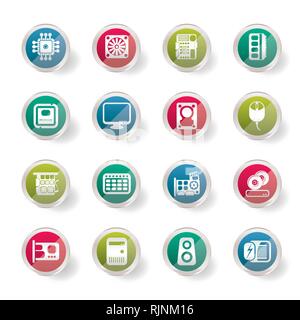 Computer  Performance and Equipment Icons over colored background  - Vector Icon Set Stock Vector