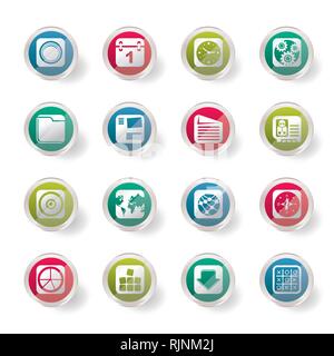 Mobile Phone, Computer and Internet Icons  over colored background - Vector Icon Set Stock Vector