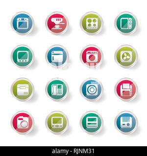 Home and Office, Equipment Icons over colored background - Vector Icon Set Stock Vector