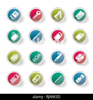 Simple Vector Object Icons over colored background - Vector Icon Set Stock Vector