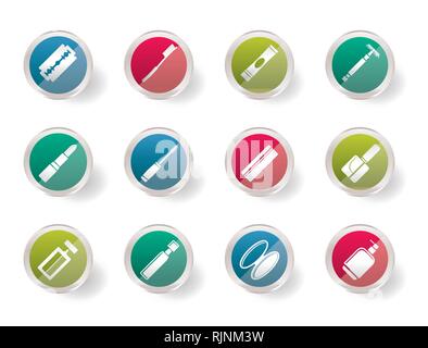 Make-up icon set, Health and beauty icons  over colored background- Vector Icon Set Stock Vector