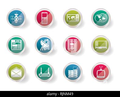 Communication and Business Icons  over colored background - Vector Icon Set Stock Vector