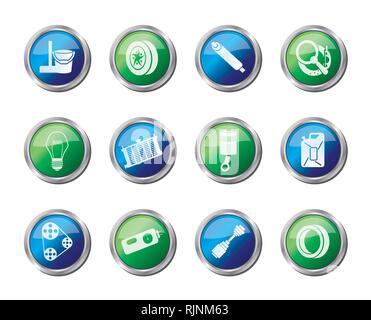 Car Parts and Services icons over colored background - Vector Icon Set 2 Stock Vector