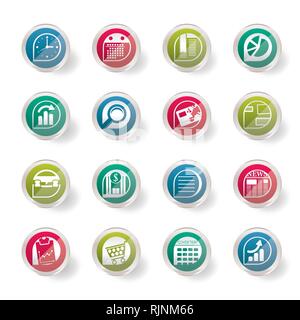 Stylized Business and Office  Internet Icons over colored background - Vector Icon Set Stock Vector
