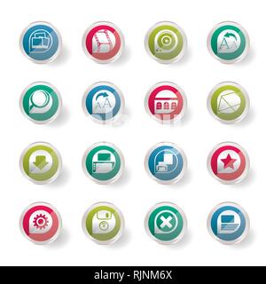 Stylized Internet and Website Icons over colored background - Vector Icon Set Stock Vector