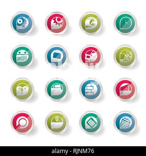 Stylized Computer, mobile phone and Internet icons over colored background -  Vector Icon Set Stock Vector