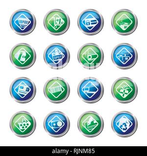 Online Shop, e-commerce and web site icons over colored background - Vector Icon Set Stock Vector