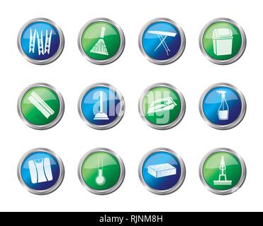 Home objects and tools icons over colored background - vector icon set Stock Vector