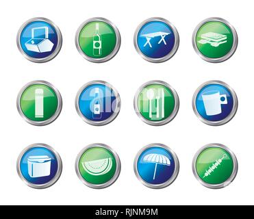 Picnic and holiday icons over colored background - vector icon set Stock Vector