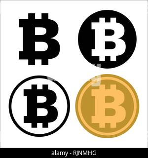 Set of Bitcoin symbol icon. isolated on white background, for business and finance concept. Vector Iconic Illustration Stock Vector