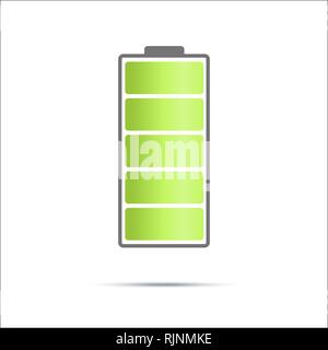 fully charged battary icon on light background Stock Vector