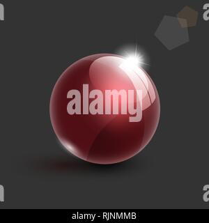 realistic red bright glass ball 3d vector illustration Stock Vector