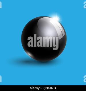 realistic black glass ball 3d vector illustration Stock Vector