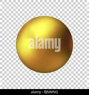 Realistic gold metal sphere, vector golden ball. Stock Vector