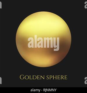Realistic gold metal sphere, vector golden ball. Stock Vector