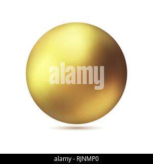 Realistic gold metal sphere, vector golden ball. Stock Vector