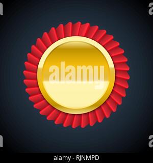 The Golden and red badge medal vector illustration. Stock Vector