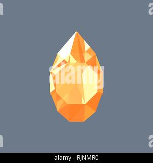 Golden topaz gem shining logo vector drop shaped Stock Vector