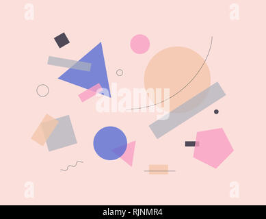 Bauhaus design style composition artwork. Abstract illustration with simple geometric shapes and minimalist figures. Stock Photo