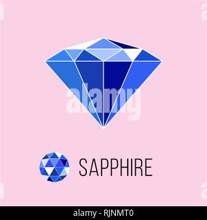 Sapphire flat icon with top view. Rich luxury symbol. Vector illustration Stock Vector