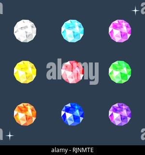 set of round gems stones of different colors Stock Vector