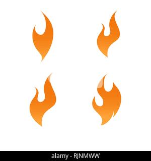 Fire flame logo icon gradient vector set Stock Vector