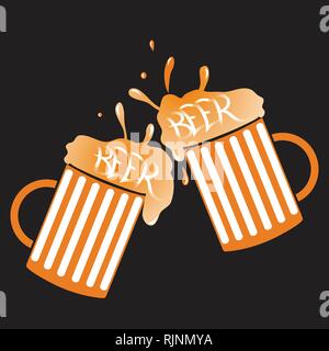 two glasses of beer vector illustration Stock Vector
