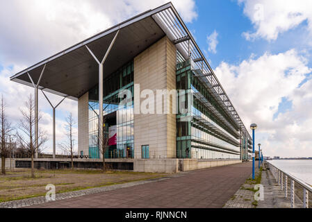 Newham Dockside, an imposing, modern glass fronted building offering 6005 sq ft of space and spectacular views of London City Airport. London, England Stock Photo