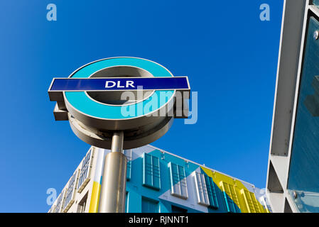 DLR Sign, Docklands Light Railway, automated system, opened in 1987 ...