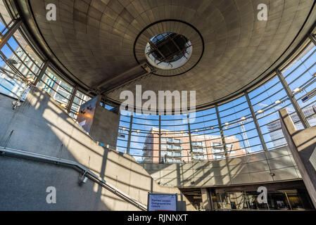 London, England. View of the ceiling inside Canada Water underground and overground tube station Stock Photo