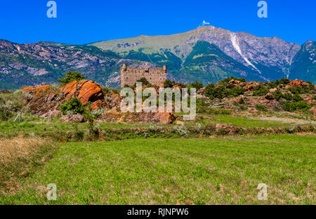 Italy Valle D'Aosta Chatillon Ussel Castle Stock Photo