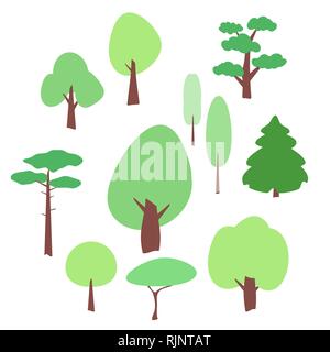 flat tree icons set on a white Stock Vector