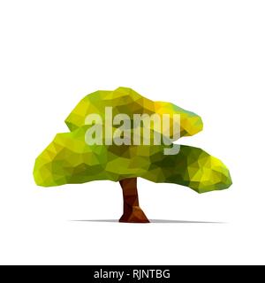 Tree low poly style. Geometric poligonal illustration. Vector design element. Stock Vector