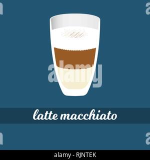 Latte macchiato cup with milk foam vector illustration Stock Vector