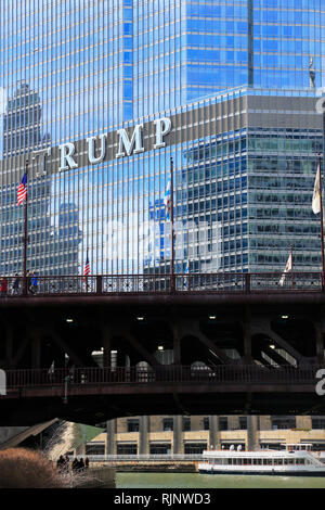 A closed up the view of Trump International Hotel & Tower Chicago.Chicago. Illinois. USA