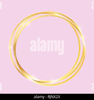 Gold Paint Glittering Textured Frame on Pink  Background. Vector Illustration EPS10 Stock Vector