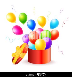 Gift box with colorful balloons vector Stock Vector