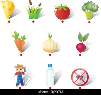 A vector illustration of Farm and Vegetables Icons Stock Vector