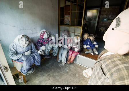 Life-size dolls in Nagoro Village in Shikoku, Japan. Made as part of an offbeat effort to keep the village populated as residents leave or pass away. Stock Photo